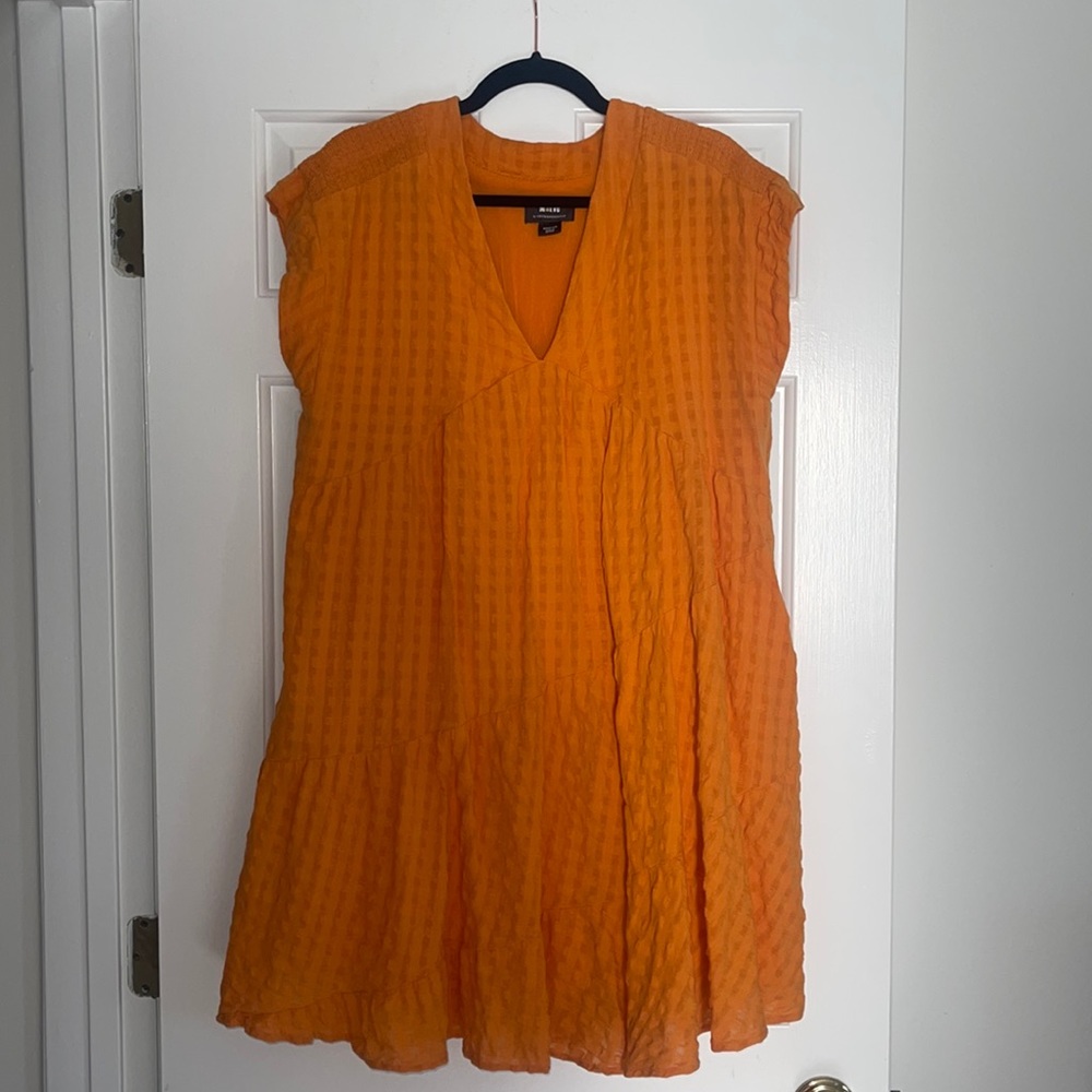 Orangish Anthropologie dress! Has pockets!